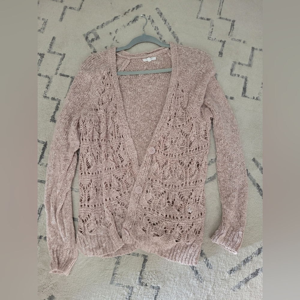 Maurices Purple and Cream Sweater Cardigan XL